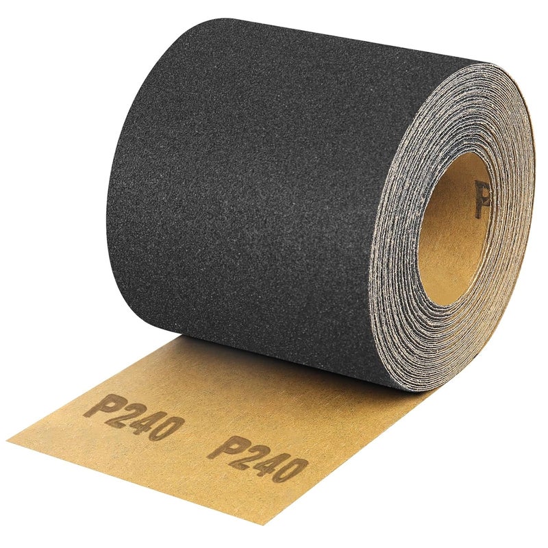 Shineboc 240 Grit Sandpaper Roll, 3-2/3" Wide 11 Yard Wet Dry Silicon Carbide Longboard Sand Paper for Automotive Metal Wood Sanding＆Polishing - Image 1